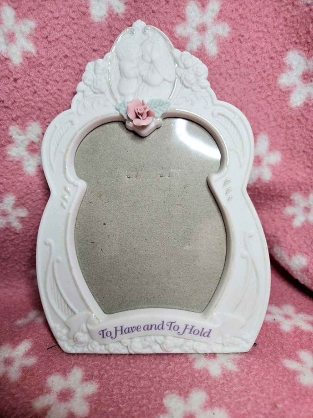 Precious Moments To Have and To Hold mirror White & Pink Wedding Mirror